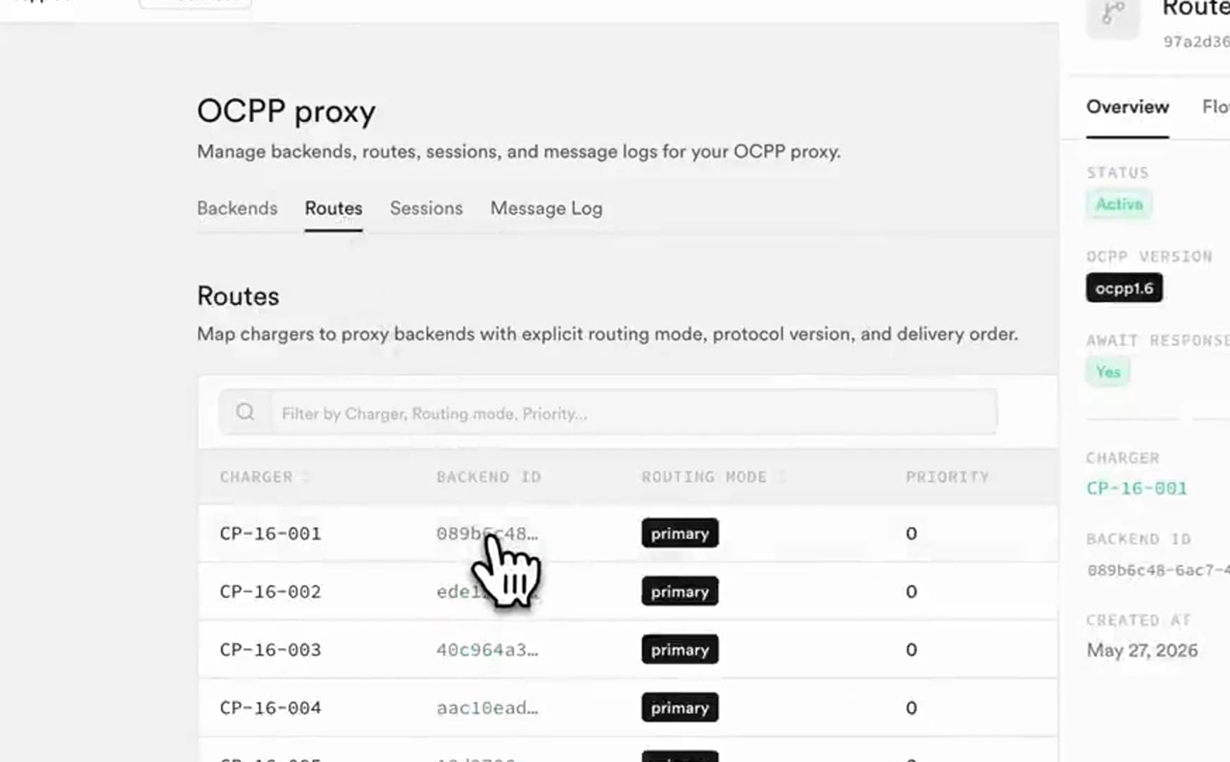 ev-cloud multi-backend routing table